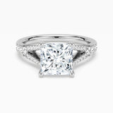 Princess Cut Split Shank Moissanite Engagement Ring