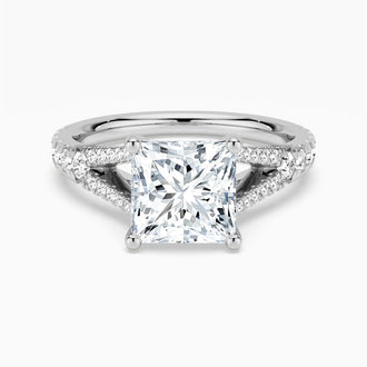 Princess Cut Split Shank Moissanite Engagement Ring