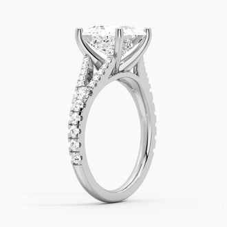Princess Cut Split Shank Moissanite Engagement Ring