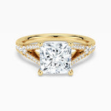 Princess Cut Split Shank Moissanite Engagement Ring