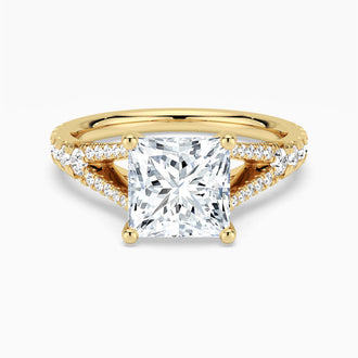 Princess Cut Split Shank Moissanite Engagement Ring