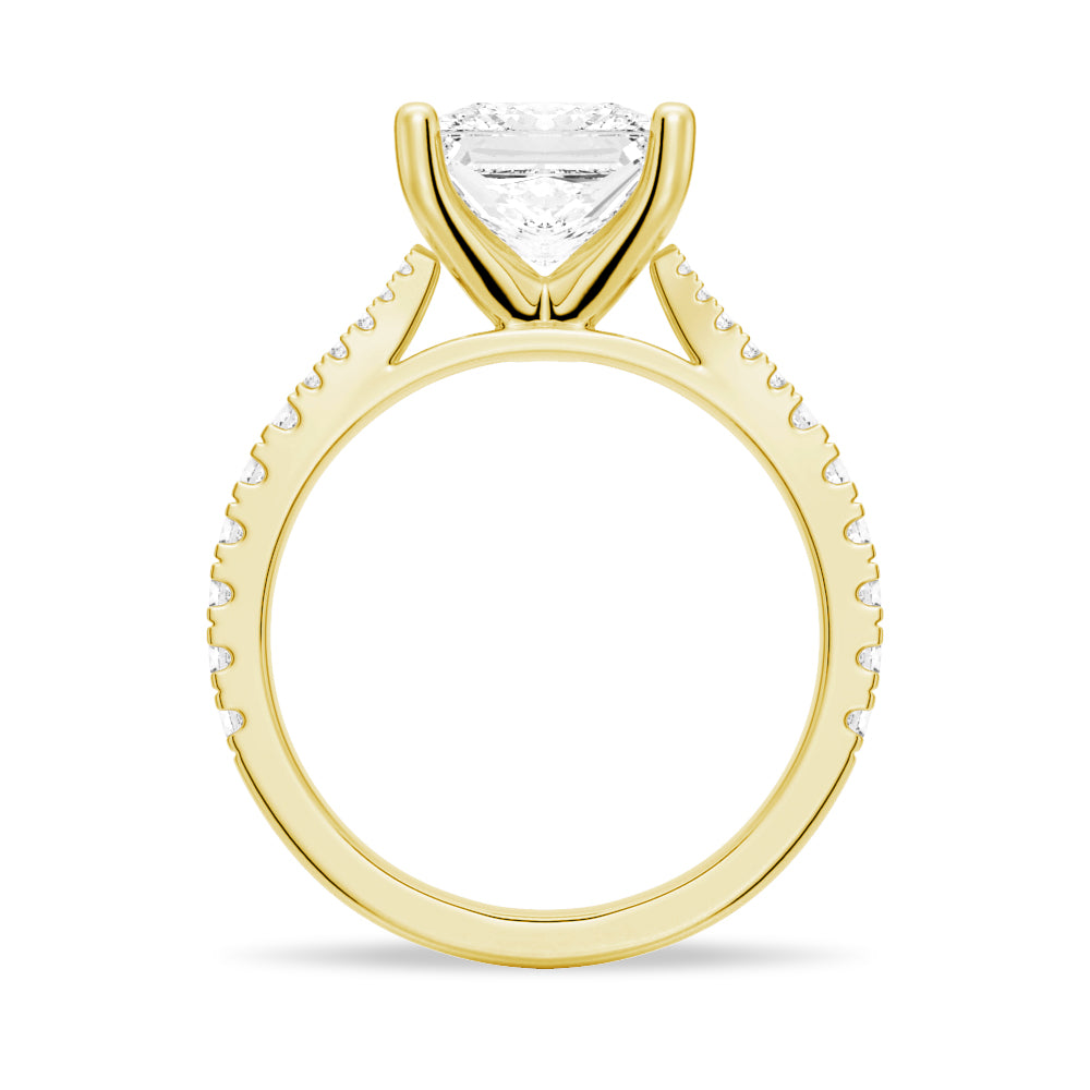 Princess Cut Split Shank Moissanite Couple's Ring Set with Men's Wedding Band