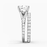 Custom Princess Cut Split Shank Moissanite Gold Ring Set with Matching Wedding Band