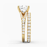 Custom Princess Cut Split Shank Moissanite Gold Ring Set with Matching Wedding Band
