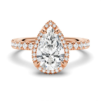 Half Eternity Pear Shaped Moissanite Halo Engagement Ring