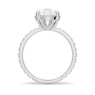 Half Eternity Pear Shaped Moissanite Halo Engagement Ring