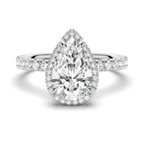 Half Eternity Pear Shaped Moissanite Halo Engagement Ring