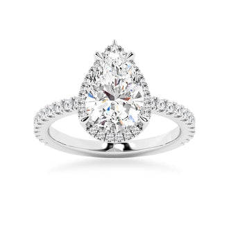 Half Eternity Pear Shaped Halo Engagement Ring - MSBLUE Jewelry