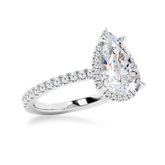 Half Eternity Pear Shaped Halo Engagement Ring - MSBLUE Jewelry