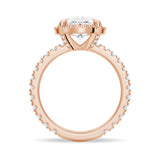 Half Eternity Oval Cut Halo Engagement Ring