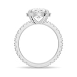 Half Eternity Oval Cut Halo Engagement Ring