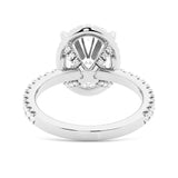 Half Eternity Oval Cut Moissanite Halo Engagement Ring
