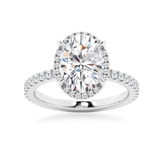 Half Eternity Oval Cut Halo Engagement Ring - MSBLUE Jewelry