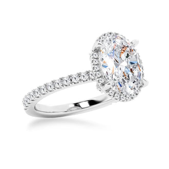 Half Eternity Oval Cut Halo Engagement Ring - MSBLUE Jewelry