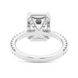 Half Eternity Emerald Cut Moissanite Halo Engagement Ring