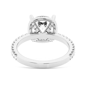 Half Eternity Cushion Cut Halo Engagement Ring - MSBLUE Jewelry