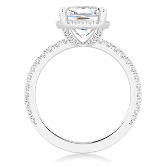 Half Eternity Cushion Cut Halo Engagement Ring - MSBLUE Jewelry