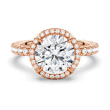 Half Eternity Round Cut Halo Engagement Ring