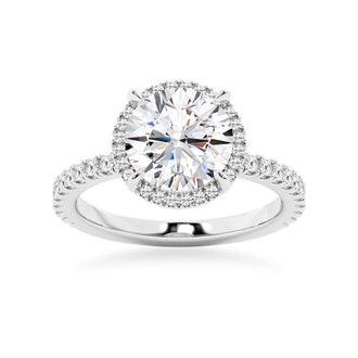 Half Eternity Round Cut Halo Engagement Ring - MSBLUE Jewelry