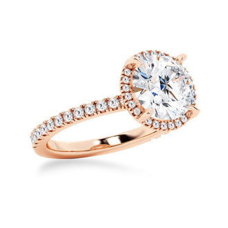 Half Eternity Round Cut Halo Engagement Ring - MSBLUE Jewelry