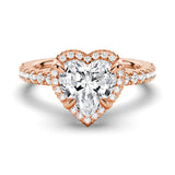 Half Eternity Heart Shaped Halo Engagement Ring