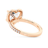 Half Eternity Heart Shaped Moissanite Halo Engagement Ring