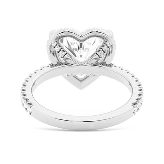 Half Eternity Heart Shaped Halo Engagement Ring - MSBLUE Jewelry