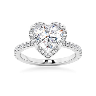 Half Eternity Heart Shaped Halo Engagement Ring - MSBLUE Jewelry