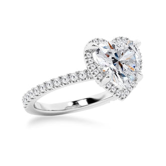 Half Eternity Heart Shaped Halo Engagement Ring - MSBLUE Jewelry