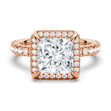 Half Eternity Princess Cut Halo Engagement Ring