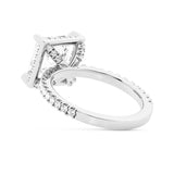 Half Eternity Princess Cut Moissanite Halo Engagement Ring