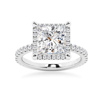 Half Eternity Princess Cut Halo Engagement Ring - MSBLUE Jewelry