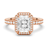 Half Eternity Radiant Cut Halo Engagement Ring