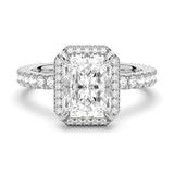 Half Eternity Radiant Cut Halo Engagement Ring