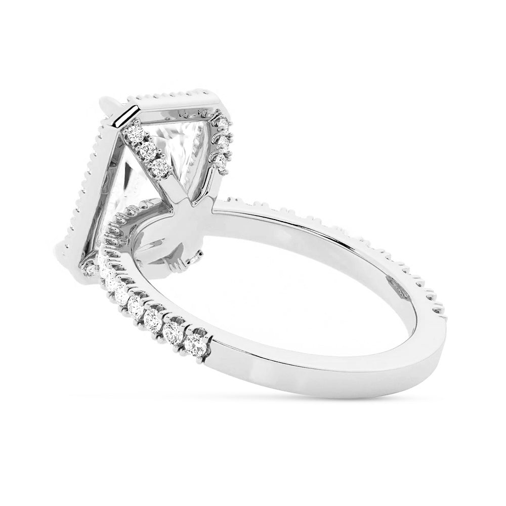 Half Eternity Radiant Cut Moissanite Halo Engagement Ring