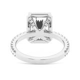 Half Eternity Radiant Cut Moissanite Halo Engagement Ring