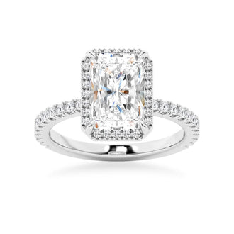 Half Eternity Radiant Cut Halo Engagement Ring - MSBLUE Jewelry