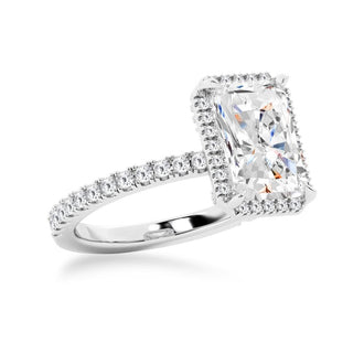 Half Eternity Radiant Cut Halo Engagement Ring - MSBLUE Jewelry