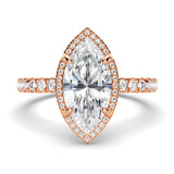 Half Eternity Marquise Cut Moissanite Halo Engagement Ring