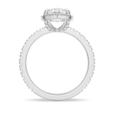 Half Eternity Marquise Cut Moissanite Halo Engagement Ring