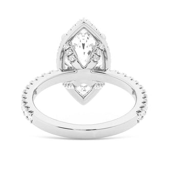 Half Eternity Marquise Cut Moissanite Halo Engagement Ring - MSBLUE Jewelry