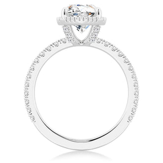 Half Eternity Marquise Cut Moissanite Halo Engagement Ring - MSBLUE Jewelry