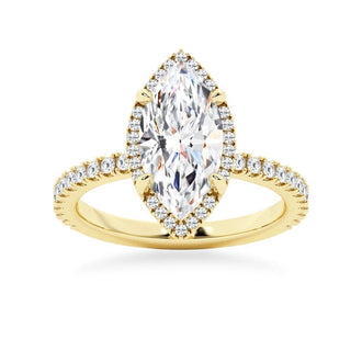 Half Eternity Marquise Cut Moissanite Halo Engagement Ring - MSBLUE Jewelry