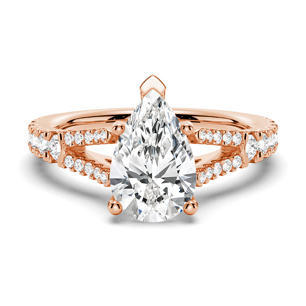 NEW Pear Shaped Split-Shank Moissanite Engagement Ring