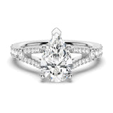 NEW Pear Shaped Split-Shank Moissanite Engagement Ring