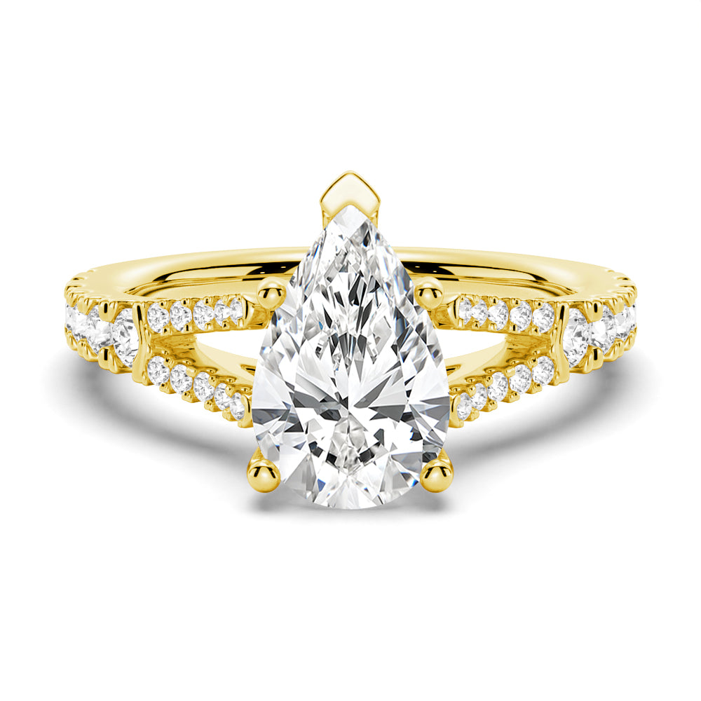 NEW Pear Shaped Split-Shank Moissanite Engagement Ring