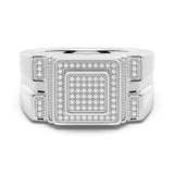 12mm Moissanite Micro Pave Square Stepped Men's Wedding Ring