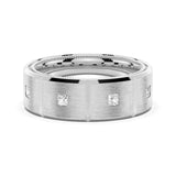 8mm Two-Tone Matte Finish Princess Cut Moissanite Men's Band