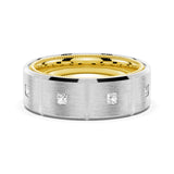 8mm Two-Tone Matte Finish Princess Cut Moissanite Men's Band