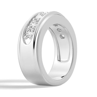 Tapered Baguette Three Stone Bridal Set with Men's Wedding Band - MSBLUE Jewelry